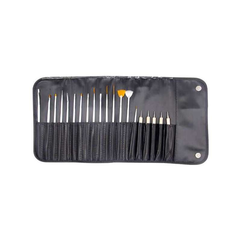 15 PINCELES NAIL ART+5 DOBLE PUNTA METAL