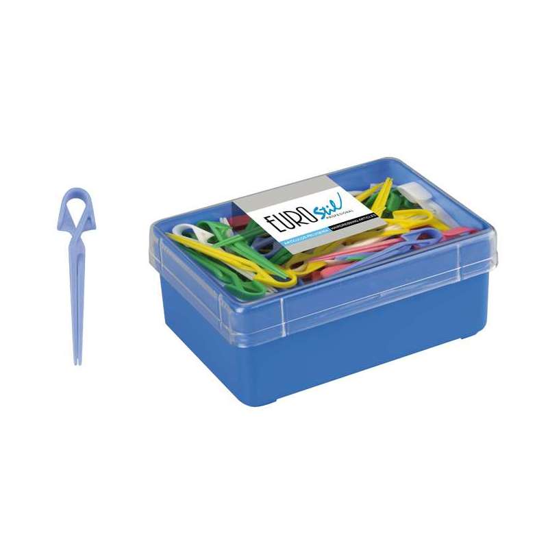 CAJA PINZAS PLASTICO MEDIANAS 60 uds