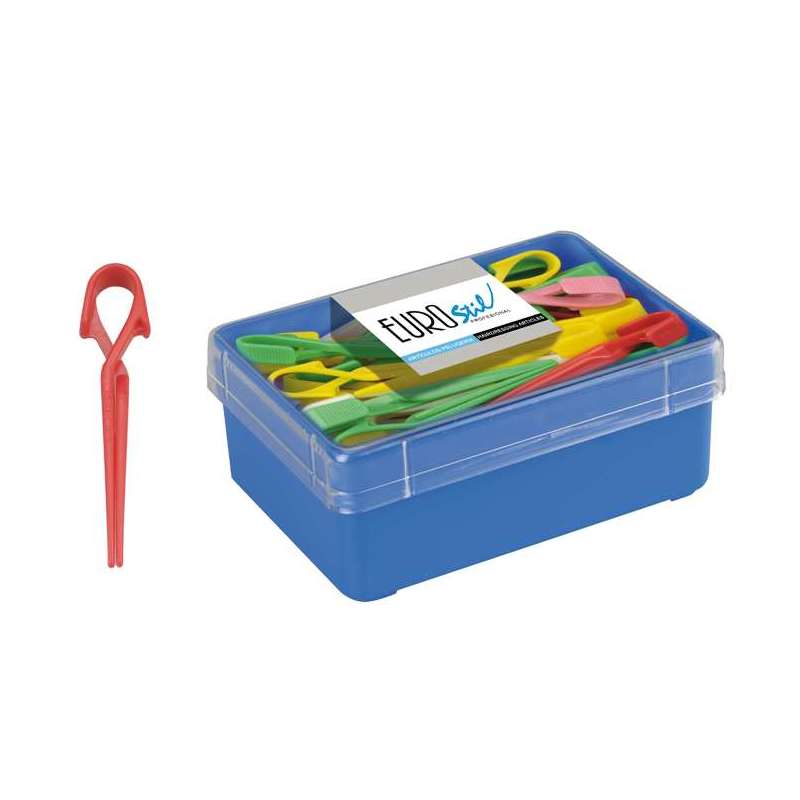 CAJA PINZAS PLASTICO GRANDES 60ud