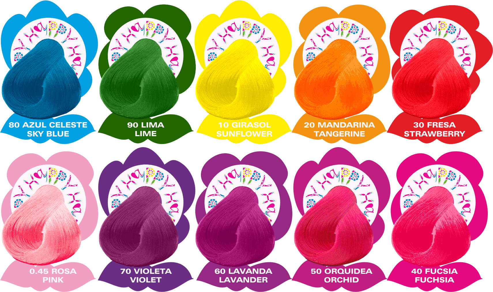 COLORES DE TINTES DE FANTASIA SEMIPERMANENTES HAYPPY